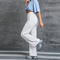 Jeans de mezclilla elásticos y cómodos de talla grande con control de abdomen, pierna ancha y estilo BBL para mujer, ideales para dropshipping.