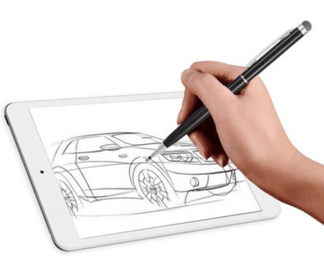 2 In1 Capacitive Pens Touch Screen Drawing Pen Stylus with Conductive Touch Sucker Microfiber Head for Tablet PC Smart Phone