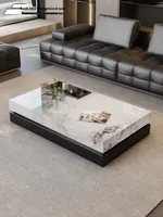Nouveau italien minimaliste lumière luxe marbre carré Table basse cadre en bois réglable haut haut de gamme Design moderne personnalisable
