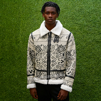 Veste polaire personnalisée en tapisserie d'hiver chaude pour hommes manteau bombardier bouffant en laine et fourrure vestes coupe-vent en cuir pour hommes