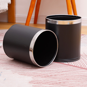 Poubelle à double couche 10L cylindrique en métal ignifuge pour salle de bain intérieure - Product Image 1