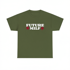 T-shirt Future Milf verde oliva, divertente e ironica, maglietta meme, regalo scherzoso - Product Image 2