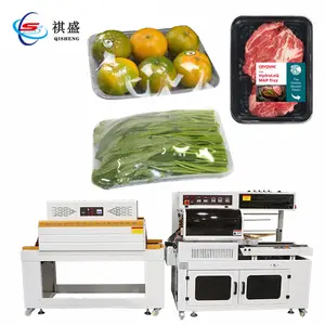 Fruit And Vegetable Tray Stretch Cling Film Shrink Wrapping Packaging Machine Semi Automatic Heating Tunnel Pack Machine