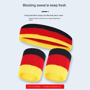 Custom Logo High Elastic Terry Cloth Sports Basketball Headband Exercise Tennis Sweatband Cotton <strong>Wristbands</strong> Sweat Head Band Set - Product Image 3