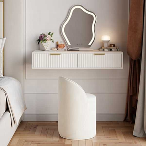 <span class=keywords><strong>Mesa</strong></span> <span class=keywords><strong>de</strong></span> <span class=keywords><strong>Maquillaje</strong></span> Moderna <span class=keywords><strong>de</strong></span> Pared con Acabado Brillante, Cómoda <span class=keywords><strong>Flotante</strong></span> Acanalada con 2 Cajones <span class=keywords><strong>de</strong></span> Almacenamiento para Dormitorio, Sala <span class=keywords><strong>de</strong></span> Estar o Apartamento - Product Image 5