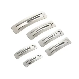 2 inch 5 cm Rectangle Square Snap Metal Hair Clips Barrettes Silver Hairpins Clips