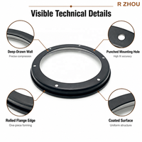 Custom Deep Drawn Stamping Lamp Bezel Powder Coated Round Metal Retaining Ring for LED Lighting