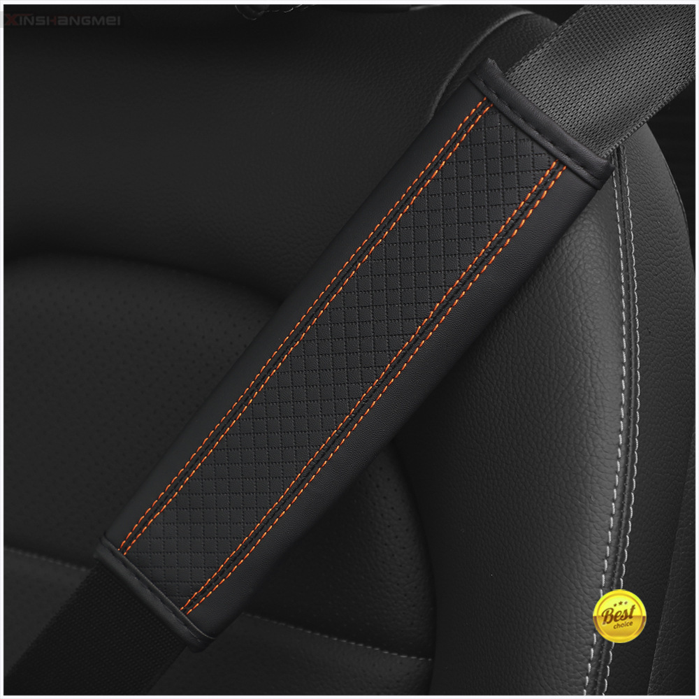 Fiber embossed shoulder pad cover black orange