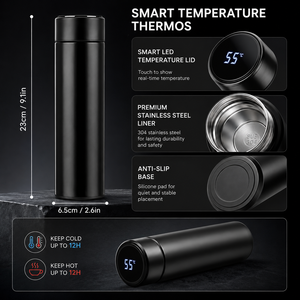 Inteligente Termo Digital 500ml Stainless Steel LED Smart Temperature Display Thermal <b>Flask</b> Cup Water <b>Bottle</b> With Tea Strainer - Product Image 3