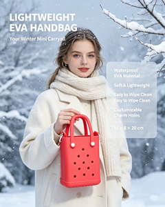 Bolso de mano ligero y plegable de EVA, impermeable, con dos aberturas, mini bolso de malla duradero en colores pastel, con correa extraíble para todas las estaciones - Product Image 3