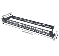 Panel Patch UTP 48 Port 2U 19 Inci Tanpa Modul, Panel Patch Kosong UTP untuk Jack Keystone CAT6/CAT6A/CAT7/CAT8