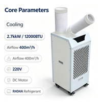 Refroidisseur d'air portable industriel 12000 BTU 2,7 kW, climatiseur portable temporaire pour atelier, entrepôt, tente, événement, construction
