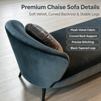 Canapé Chaise Longue Moderne en Velours avec Dossier Courbé et Pieds en Bois Massif pour Salon et Hôtel