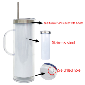 Nuevo vaso de Storyboard de acero inoxidable con globo de nieve preperforado de 20oz con mango para sublimación y bricolaje - Product Image 3