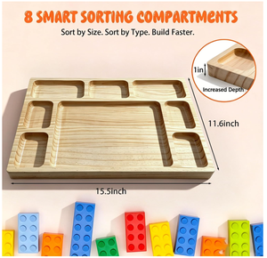 Plateau de base en bois personnalisé pour <span class=keywords><strong>Lego</strong></span> avec plateau de tri de briques à 8 compartiments pour briques de construction et projets DIY - Product Image 6