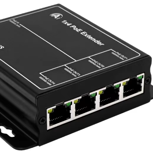 1To 4 Port Gigabit POE Extender Waterproof Standard 30W Outdoor 10/100/1000Mbps Signal Repeater 100 Meters