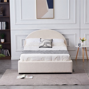 Lit capitonné en bois avec rangement intégré, taille Queen/King, prix d'usine, mobilier de chambre à coucher, lit moelleux - Product Image 1