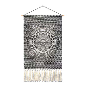 <span class=keywords><strong>Tapisserie</strong></span> psychédélique en macramé, <span class=keywords><strong>tapisserie</strong></span> murale en coton faite à la main avec pompon, décoration murale pour la maison - Product Image 6