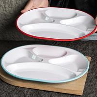 Assiette en plastique ovale à quatre compartiments, moderne et simple, pour restaurant de restauration rapide, cantine scolaire