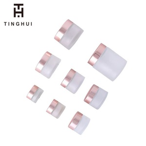 Pot cosmétique en verre dépoli transparent de luxe 2 oz pour beurre corporel, soins de la peau, or rose – 5 ml, 10 ml, 15 ml, 20 ml, 30 ml, 50 ml, 60 ml, 100 ml - Product Image 1