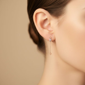 Tremendous Quality Trendy Design Daily Wearing Hand Crafted Stud Earrings Jewelry 18K Solid Rose Gold Natural Diamonds Earrings - Product Image 1