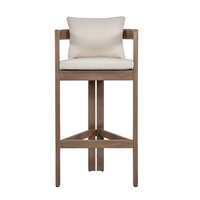 Tabouret de bar moderne en teck massif de style nordique, résistant à l'eau, pour intérieur et extérieur, idéal pour îlot de cuisine, restaurant, terrasse, meubles de jardin
