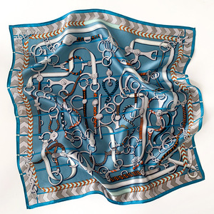 批发时尚春夏奢华马纹100% 真丝印花小方巾女21寸真丝精品真丝围巾 - Product Image 6