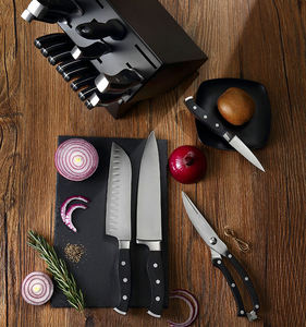 Ensemble de 19 couteaux de chef tranchants et résistants à la rouille, avec manche ABS à trois rivets, en acier inoxydable, avec bloc de rangement - Product Image 3