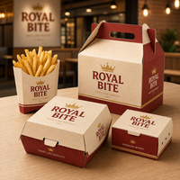 Boîte en papier personnalisée avec logo pour emballage alimentaire (hamburger, poulet frit, frites) – Contenant jetable pour la livraison – Fournisseur pour chaînes de restauration rapide et décontractée