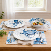 Bol en mélamine de 6 pouces, motif bleu corail, résistant aux chocs, pour restaurants, hôtels, traiteurs, OEM, ODM, vente en gros, bol à soupe en mélamine