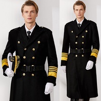 Vente en gros Manteau veste noir à manches longues pour hommes Manteau uniforme d'hiver pour les compagnies aériennes