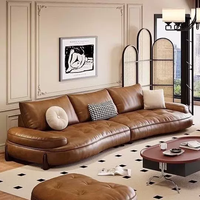 Canapé vert rétro de style italien en cuir, luxe léger, design simple, en cuir de vachette, pour petit appartement, canapé droit pour salon