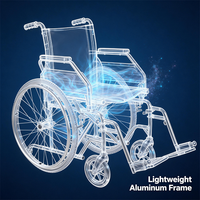 Fauteuil roulant manuel pliant en aluminium léger avec accoudoir rabattable pour personnes âgées