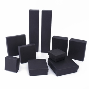 Jewelry Packing Box Black Kraft Paper Rigid <b>Boxes</b> Matt Lamination <b>Gift</b> Packing Custom Logo Recycled Materials for Rings <b>Earrings</b> - Product Image 1
