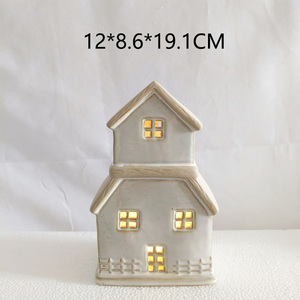 Lanterne de Noël en céramique blanche en forme de <span class=keywords><strong>maison</strong></span>, peinte à la main, éclairée par LED, pour la décoration de la <span class=keywords><strong>maison</strong></span> - Product Image 6