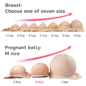 Artificial Big <strong>Fake</strong> Female Boobs With Twins 8 to 10 Month <strong>Fake</strong> Pregnant Belly Silicone Combo Set for Cosplay <strong>Clothing</strong> - Product Image 5