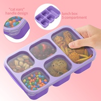 Boîte à bento pour adultes, boîte à lunch à 5 compartiments, récipient de préparation des repas pour enfants, contenants de stockage alimentaire réutilisables avec couvercles transparents