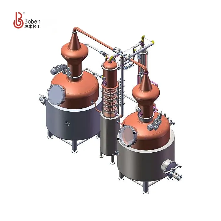 Boben 2023 1000L bakır damıtma ekipmanları ikiz su ısıtıcısı Distillery buhar ceket geleneksel viski Pot hala