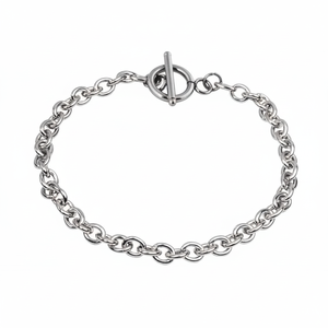 Bracciale a T da 19 cm con catena ovale, placcato rodio, oro bianco, oro rosa, platino, con ciondoli a forma di diamante e perla, religiosi, per regali - Product Image 2