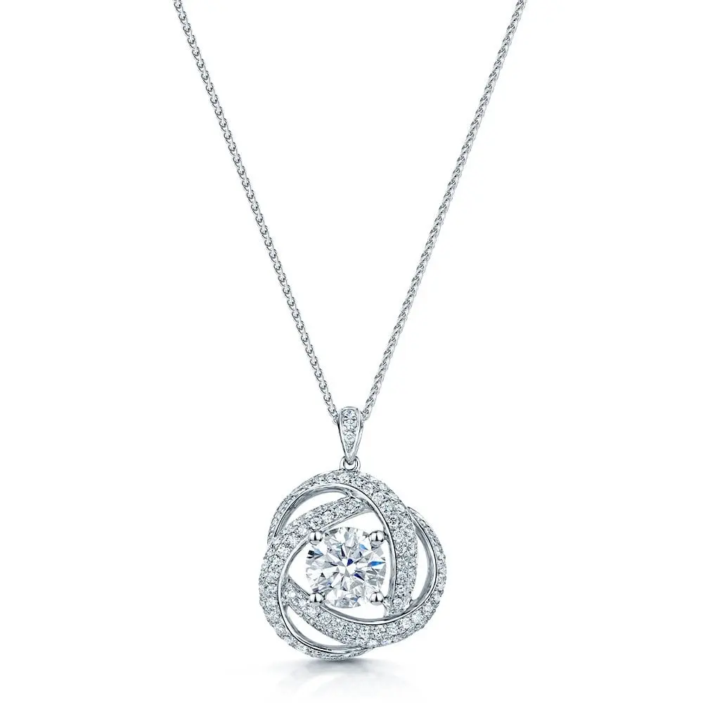 Inspired Diamond Pendant Necklace 925 Sterling Silver Jewelry Shining White Zircon Pendant Necklace