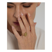JINYOU 500 Bague élégante pour femme plaquée or 18 carats, accessoires en acier inoxydable, bague ouverte en forme de paume 2025