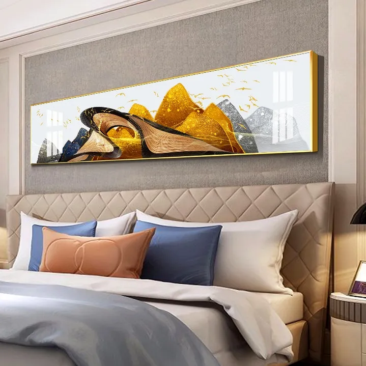Bedroom bedside decoration painting hotel luxury hanging painting Scenery Art wall Crystal porcelain painting for living room