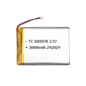 स्मार्ट मेडिकल उपकरणों के लिए 605070 लिथियम-आयन पॉलिमर बैटरी 7.4 2500 एमए ली-पॉलिमर लिपो ली आयन बैटरी पैक एमएसडीएस अन