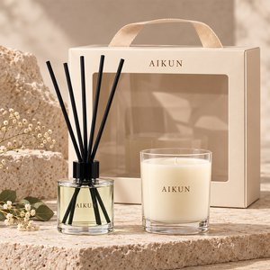 Coffret Cadeau Diffuseur de Parfum Aikun en Verre Transparent avec Bâtonnets en Fibre Noire, Personnalisation de Marque pour Hôtels et Accueils - Product Image 2
