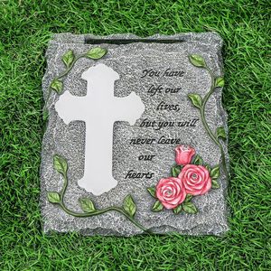 Solar <b>Garden</b> <b>Memorial</b> <b>Stone</b> Cross Resin Outdoor Cemetery Decoration Traditional Design Lawn Patio <b>Memorial</b> Gift - Product Image 4