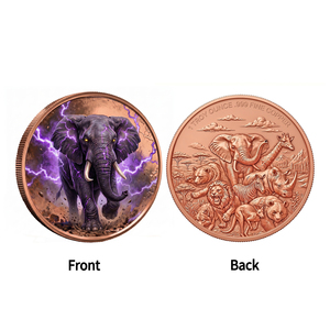 Moneda Conmemorativa Majestic Lucky Elephant de 1 oz, Medallón Redondo de Cobre Puro con Impresión UV de Rayo Eléctrico - Product Image 2