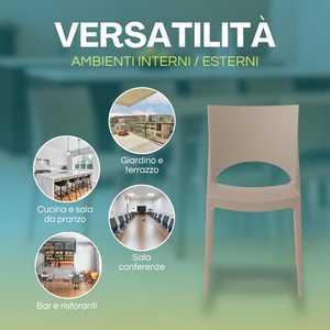 Grandsoleil Sedie da Giardino in Polipropilene Color Juta 47x51x80 Cm Impilabili Senza Braccioli per Esterni - Product Image 5