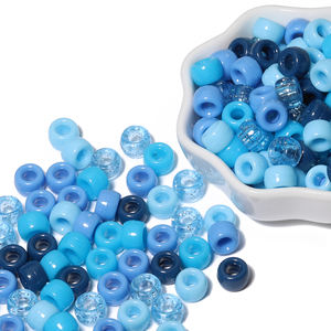 500pcs/bag Wholesale 6x9mm Blue Series Large Hole Acrylic <strong>Beads</strong> Colored Plastic <strong>Pony</strong> <strong>Beads</strong> for DIY - Product Image 1