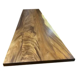 8 pi. L X 25 po. D 1.5 po d'épaisseur comptoir de bloc de boucher en bois massif saman fini UV avec bord vif