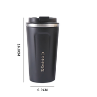 Mug isotherme de luxe en acier inoxydable à double paroi, sans BPA, avec revêtement poudré, 510 ml, gravure laser, pour voiture et voyage